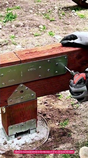Pneumatic Palm Nailer Driving 50 mm Steel Nails at Up to 1,200 Blows per Minute