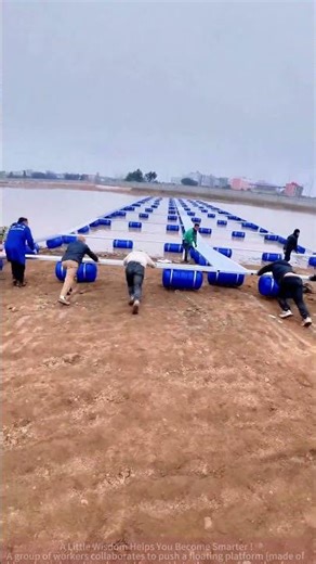 Teamwork in Action: Pushing a Floating Platform into the Water