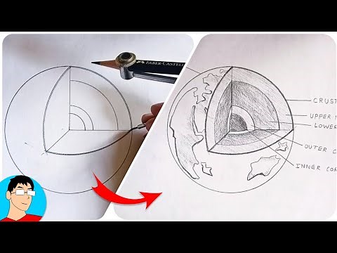 Layers of the Earth, how to Draw Layers of the Earth Labelled Diagram 🌎🌍