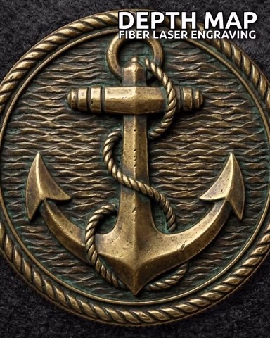 Pirate Anchor Coin 16 Bit Depth Map | 3D Laser Engraving File | Grayscale Height Map | Lightburn | Fiber Laser | Challenge Coin PNG - Etsy