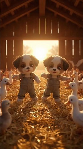 Funny Puppies Dancing in the Barn 🐶🐓 Cutest Farm Dog Show | #Shorts #DogDance