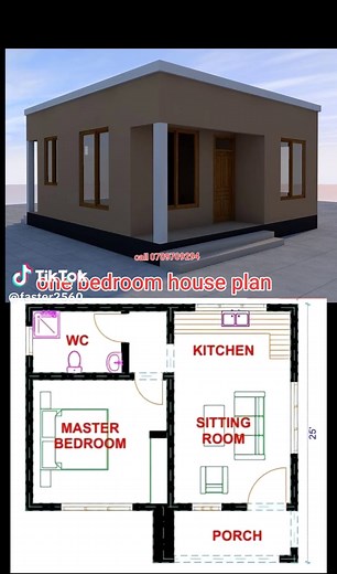 One Bedroom House Plan Design #1550000