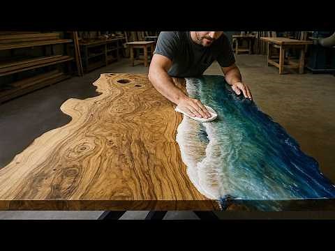 I Turn Old Wood Into a Stunning Ocean Table | DIY Ocean Wave Epoxy Table | Resin Wood Table