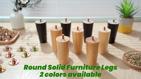 Maitys 4 Inch Round Solid Furniture Legs Furniture Wooden Replacement Chair Feet Dresser Sofa Couch Legs Table Cabinet Footstool DIY Projects for Home(Black,16 Pcs)