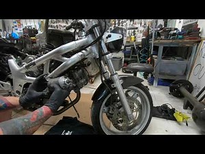 2002 Suzuki SV650, starter relay install, hydro-locked motor fix, spark plug install, petcock fail