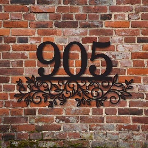 Decorative House Numbers Sign - Custom Address Plaque With Floral Vine Design - Elegant Metal Address Sign - Etsy