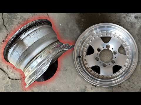 Straightening a Severely Bent Alloy Wheel | Extreme Rim Repair & Restoration