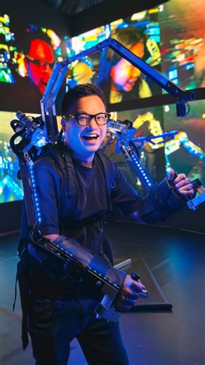 Godspeed, an interactive robotic installation by Canadian artists Bill Vorn and Louis-Philippe Demers. Featured at the inaugural Hong Kong AI Art Festival. First-person view captured with my HTC VIVE Eagle. 🕶️🦅 #robot #art #香港國際AI藝術節 | Richard Lai