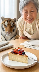 🍰🥣 Grandma’s 15 second Recipe: 3-Ingredient Yogurt Cake | Grandma & A-Hu 🐯 Want cake without the complicated steps? This one is truly lazy-friendly: Greek yogurt eggs cornstarch. After baking, it’s smooth, tender, and tastes like a light cheesecake. A-Hu stays in the back, sniffing the aroma and gently swishing his tail without stealing the spotlight 😄 ⏰ Time Guide Prep: 8 minutes Bake: 25–35 minutes (depends on your oven) Cool: 10 minutes Total: about 45 minutes 🍽 Yield 1 loaf pan (about 8