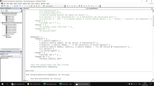 Excel VBA Introduction Part 58.11 - SQL for Excel Files - Text Expressions