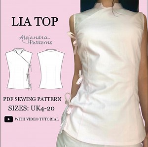 Lia Top Sewing Pattern, Mandarin Collar Wrap Top (digital PDF) - Etsy UK