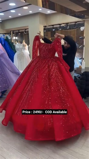Luxury Red Party Gown ₹2490 | Princess Look Dress | COD Available