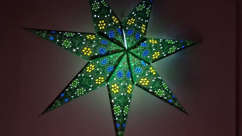 Lantern Lampshade Paper Star Light Shades Large 60cm Hanging Decorations for Christmas Wedding Home Decoration Birthday Party Foldable 7 Pointed Star (Green, Blue, Yellow)