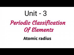 Atomic radius | Periodic Classification Of Elements | TN 11 Chemistry | Unit 3 | in tamil