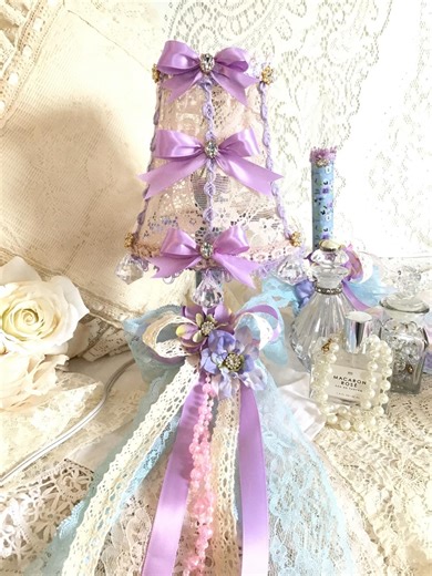 Shabby Floral Candlestick Lamp, Lace Rose Decor Nightlight, Cottage Chic Boudoir Lighting - Etsy