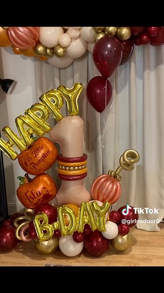 Our little pumpkin is turning one ! Birthday balloon garland with deluxe balloon bouquet!