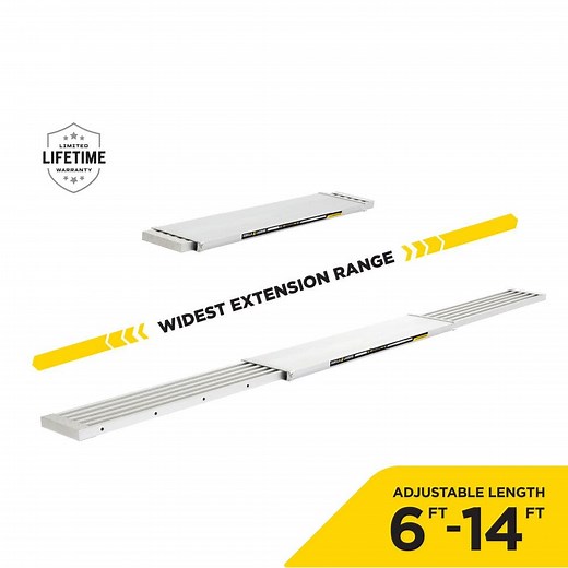 Reviews for Gorilla Ladders Compact Adjustable Aluminum Scaffolding Work Plank, From 6 ft to 14 ft Lengths, 14.5 in. Wide, 250 lbs. Load Capacity | Pg 1 - The Home Depot