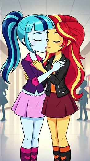 I Kissed a Pony Sonata Dusk X Sunset Shimmer Sunata Equestria Girls In Love AI Gen #equestriagirls