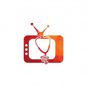 Doctor tv logo design. Stethoscope tv logo icon template.