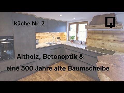 Küche selber bauen mit Altholz, Betonoptik, Stein und 300 Jahre alter Esche, eine Traumküche!