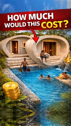 Building A Private Pool In A Luxury Primitive Underground House| SKETCH. #architecture #luxury