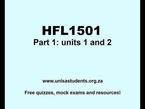 HFL1501 Discussion (part 1: units 1 and 2)