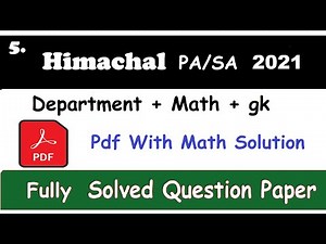 5. Himachal 2021 PA/SA Solved Question Paper | In Both Hindi & English |#gdstopa #gdstopa #pa #gds