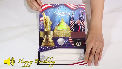 Birthday Card, Talking Donald President Greeting Cards with Real Voice Message & Light for Men and Women, Parents, Couples (Birthday -Golden Freedom)
