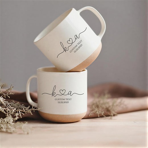 Personalised Couple Pottery Mug, Custom Wedding Gift for Bride and Groom, Unique Anniversary Gift for Couple, Engaged Mr and Mrs Coffee Cup - Etsy