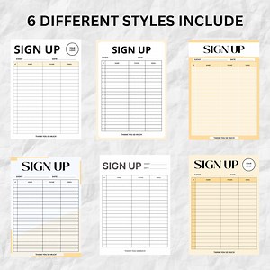 Editable Sign up Sheet Template: 6 Styles (digital Download) - Etsy