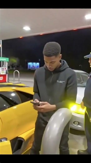 Yellow Lamborghini Fender Bender at Gas Station #shorts