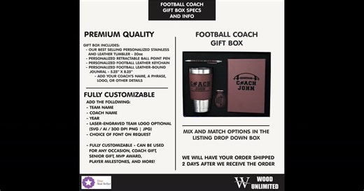 Football Coach Gift Box, Personalized Gift for Football Coach! Custom Football Coach Tumbler, Pen, Keychain and Journal - Etsy