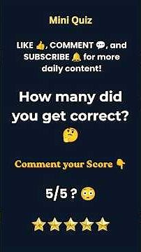 Test Your Brain 🧠 | 5 Simple Quiz Questions Only Smart People Get Right! 😲🔥#miniquiz #quiz #viral