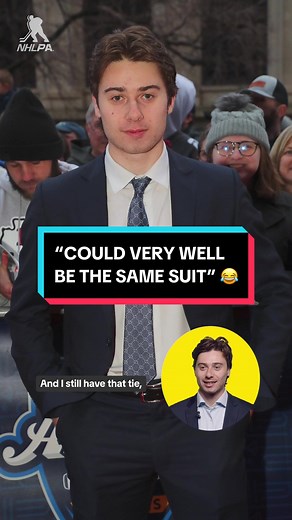 Same suit, different day. Quinn Hughes sticks to what works 💁‍♂️ #NHL #HockeyTikTok #SportsTikTok #VancouverCanucks #QuinnHughes