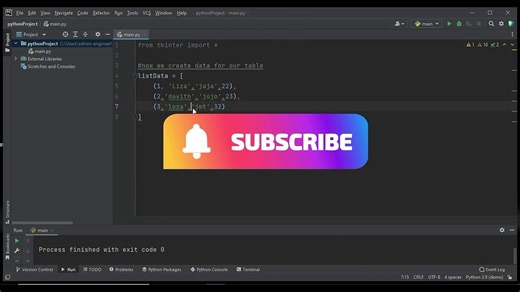 How to create table in python Tkinter