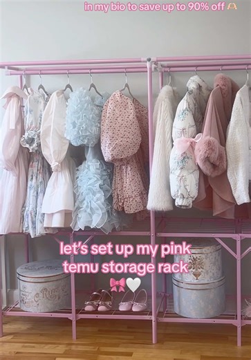 Pink Storage Rack Setup for Soft Girl Aesthetic