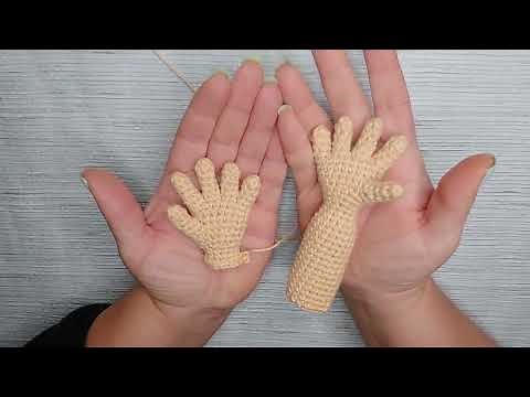 Amigurumi hand with 5 fingers, crocheted.
