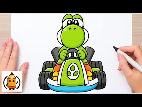 How To Draw Yoshi From MarioKart | Super Mario Drawing Tutorial