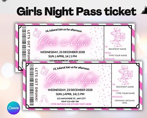 Girls Night Pass Ticket, Printable Movie Night Ticket, Girls Night Flyer, Retro Boarding Pass Invitation, Girls Night Out Party Ticket - Etsy Canada