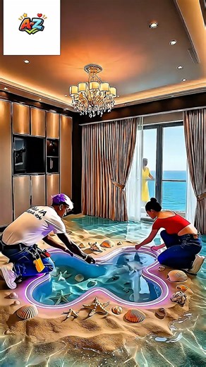 THIS FLOOR LOOKS INSANE😱 Infinity Heart Beach Epoxy Transformation🌊❤️#epoxyfloor#epoxyresin#epoxyart