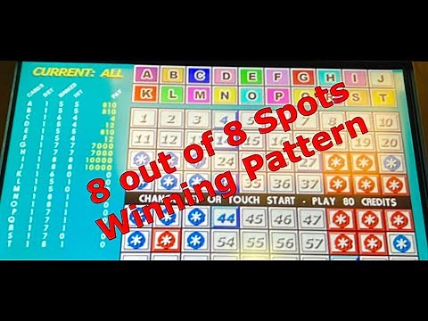 Video#9 Hitting 8 out of 8 Spots PROVEN WINNING PATTERN in 20 Card Keno Machine