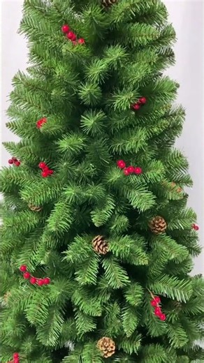 Beautiful Pre-Decorated Christmas Tree with Pinecones & Red Berries