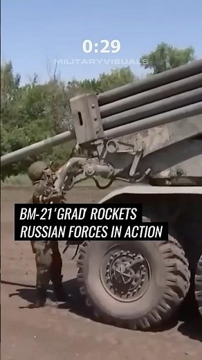 Russian BM-21 'Grad' Rocket Launch Against Ukraine