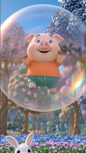 Piggy Floats Away in a Giant Bubble! 😱