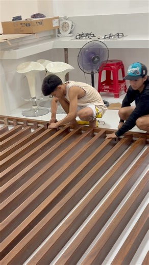 WPC Tubular 50x100 installation. #architecture #wpc #partitiondesign | 9CM WPC PVC Installation Services