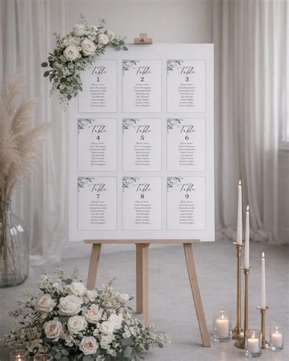 Greenery Seating Chart Cards Template, Editable Canva Table Plan, Botanical Wedding Table Sign, Reception Decor, Digital Download, 5x7 A5 - Etsy