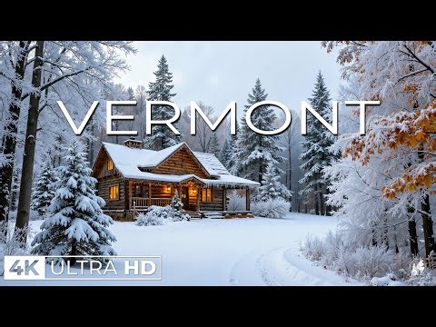 Vermont Winter 4K ❄️ Snowy Villages, Covered Bridges & Peaceful Nature | Scenic Winter USA