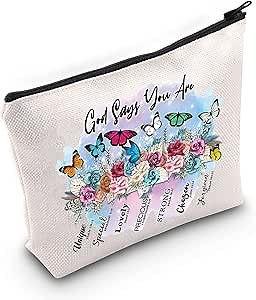 LEVLO Butterflies Cosmetic Make Up Bag Butterfly Lover Gift Butterflies God Says You Are Make Up Zipper Pouch Bag For Friend Family (God Says Butterflies)