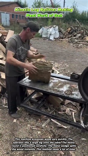 Kinetic Log Splitter Making Fast Work of Oak