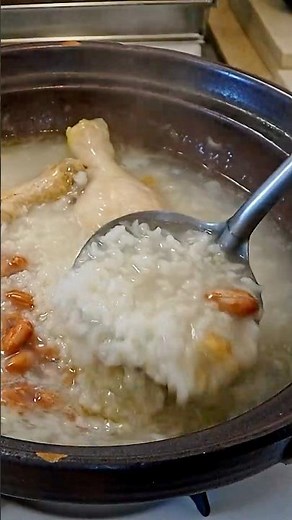 シンプルな中華粥。ゆっくりかき混ぜず、コトコト煮るのがポイント #暮らし #料理 #中華粥